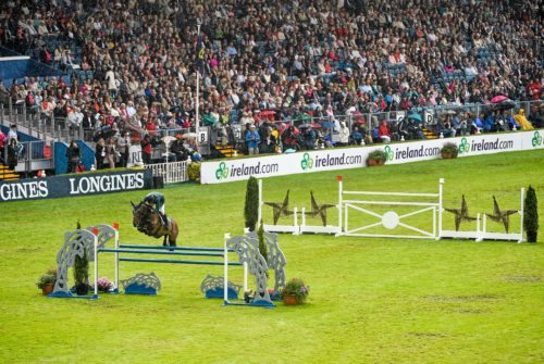 8 August 2014; Dermott Lennon, Ireland, competing on Loughview Lou-Lou, during the Aga Khan Nations Cup. Fáilte Ireland Dublin Horse Show 2014, RDS, Ballsbridge, Dublin. Picture credit: Ramsey Cardy / SPORTSFILE *** NO REPRODUCTION FEE ***