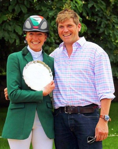 CCI3* Bramham winner Aoife Clark pictured with her proud husband Simon at the presentation ceremony yesterday. (Photo: Liz Knowler)
