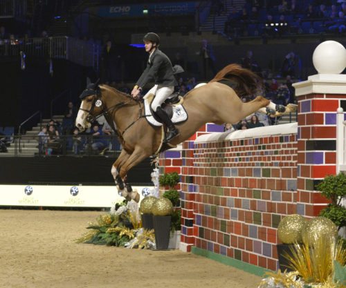 Liverpool 31.12.16 Day 1 CL 4 Puissance winner Chris Megahey on Seapatrick Cruise Cavalier